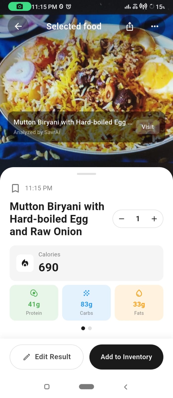 SaveAI Calorie Tracking